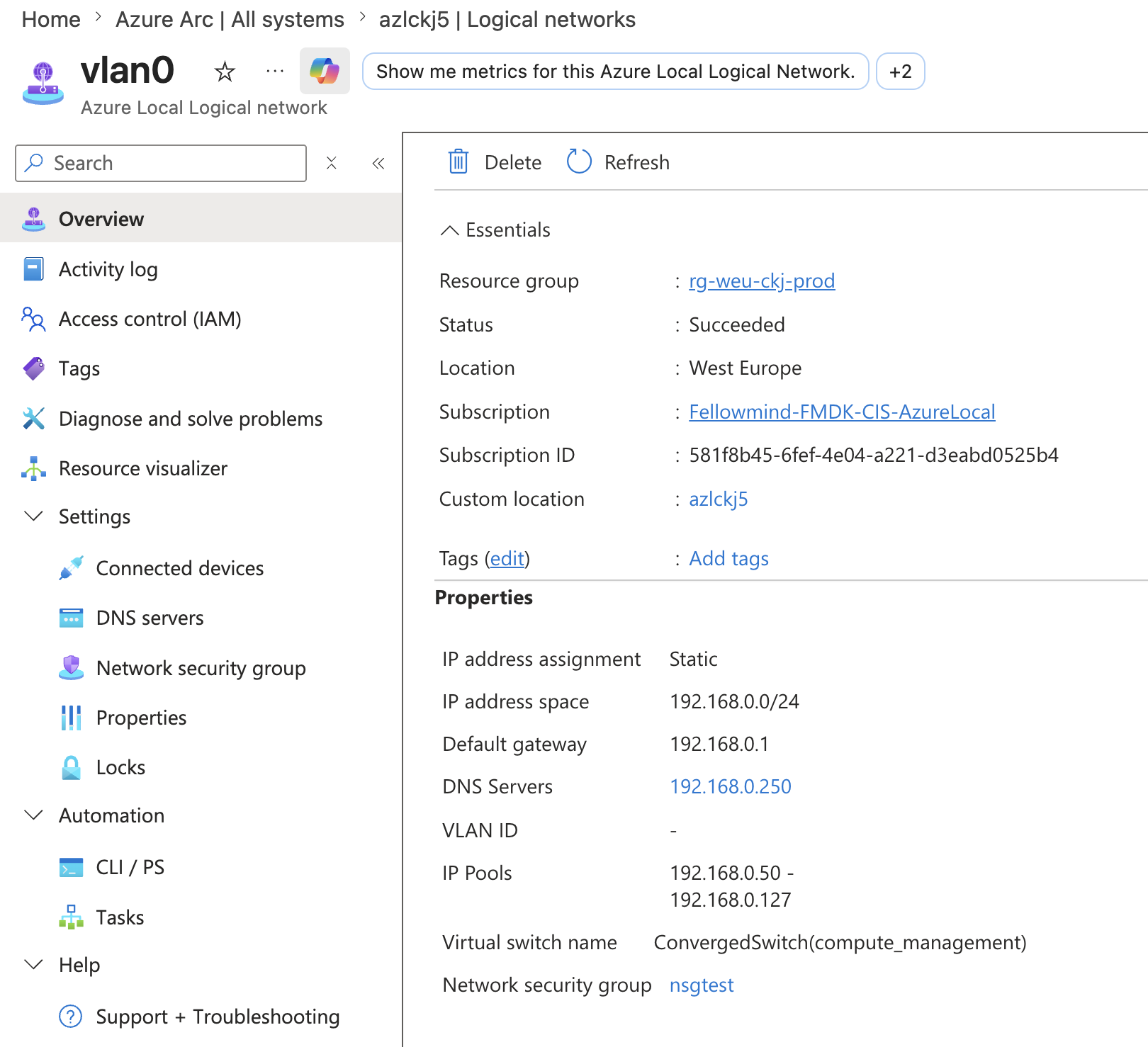 Azure Local logical network overview with NSG association